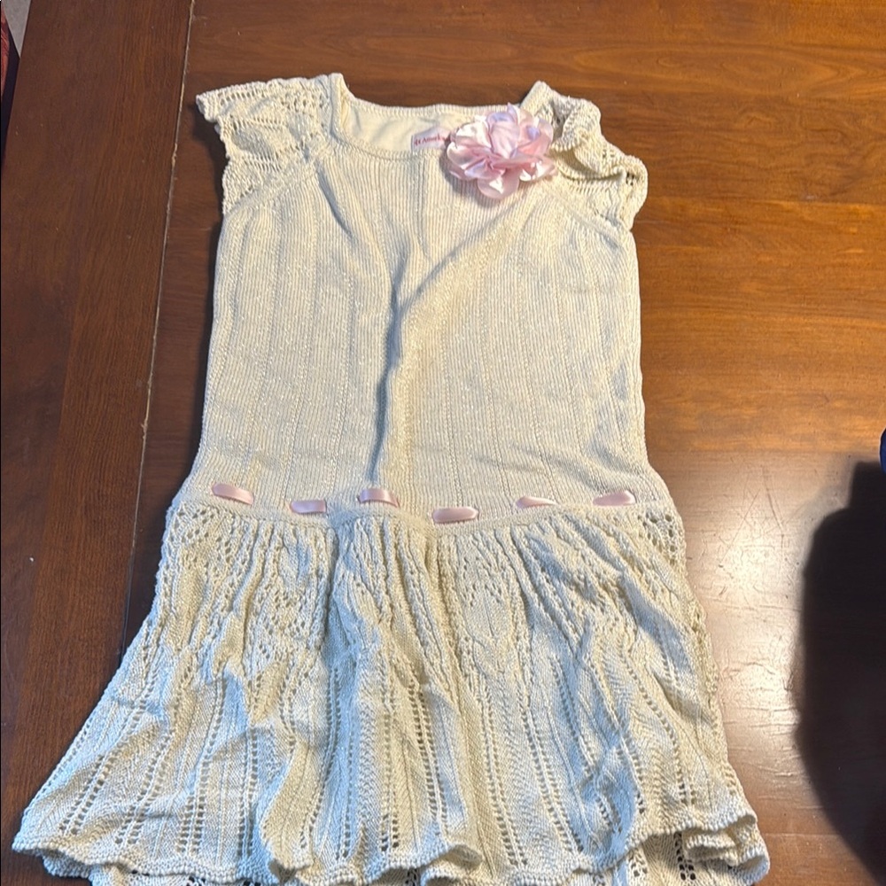American Girl Cream and Pink Pleated Sundress